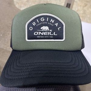 O'Neill Hat Baseball Cap Green Black Bear Surf Logo Board Mesh Trucker Snapback